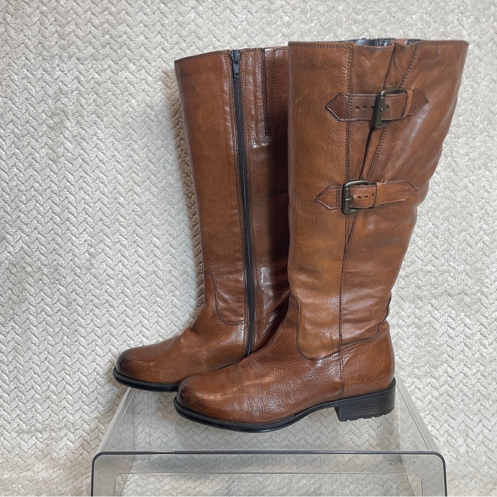 Clarks Womens 7.5 M‎ Mullin Spice Brown Leather Knee High Riding Boot Equestrian - Picture 2 of 16